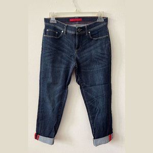 LL Bean modern fit skinny jean cropped dark wash with reflective details